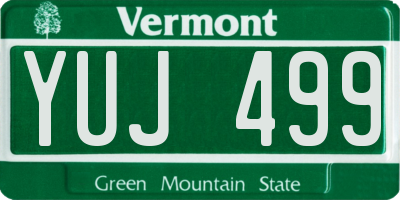 VT license plate YUJ499