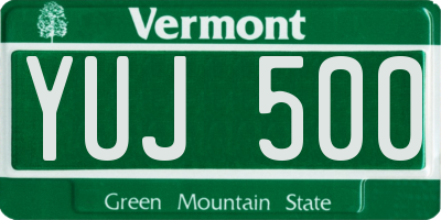 VT license plate YUJ500
