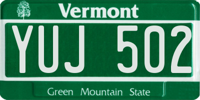 VT license plate YUJ502