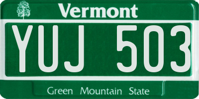 VT license plate YUJ503
