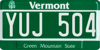 VT license plate YUJ504