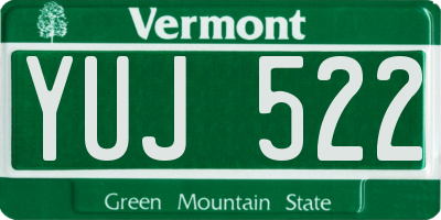 VT license plate YUJ522