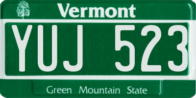 VT license plate YUJ523