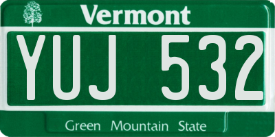 VT license plate YUJ532