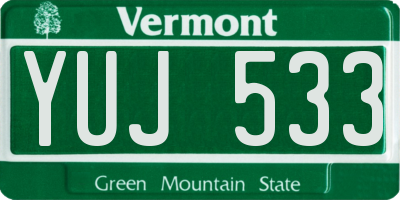 VT license plate YUJ533