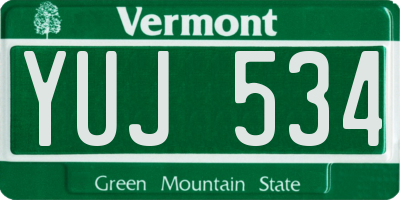 VT license plate YUJ534