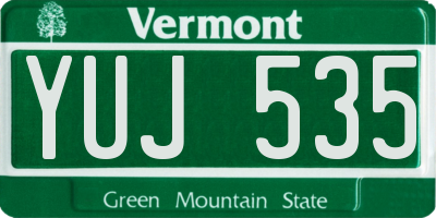 VT license plate YUJ535