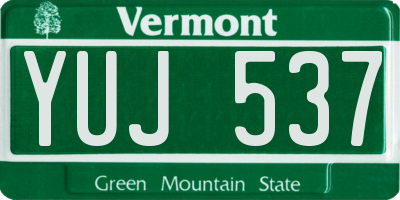 VT license plate YUJ537