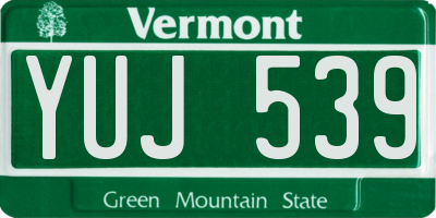VT license plate YUJ539