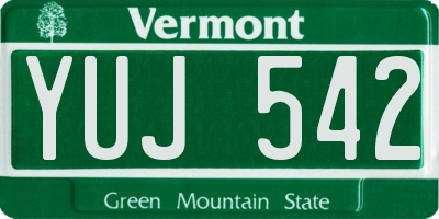 VT license plate YUJ542