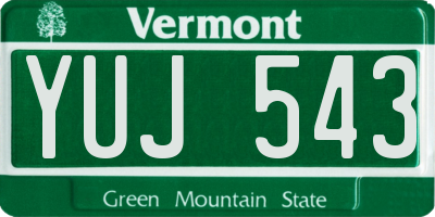 VT license plate YUJ543