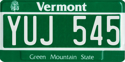 VT license plate YUJ545