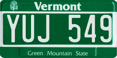 VT license plate YUJ549