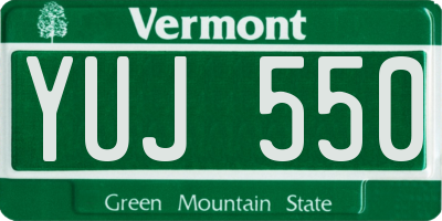 VT license plate YUJ550
