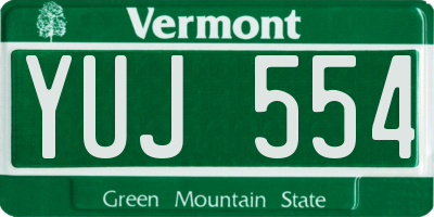 VT license plate YUJ554