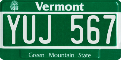 VT license plate YUJ567