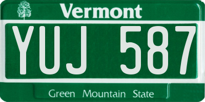 VT license plate YUJ587