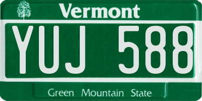 VT license plate YUJ588