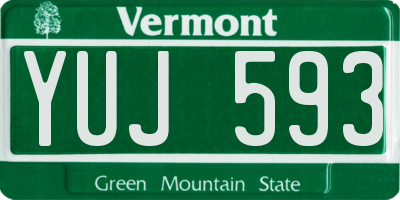 VT license plate YUJ593