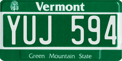 VT license plate YUJ594