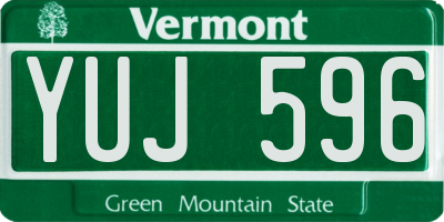 VT license plate YUJ596