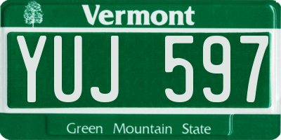 VT license plate YUJ597