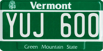 VT license plate YUJ600