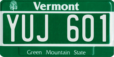 VT license plate YUJ601