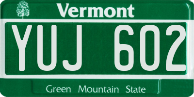 VT license plate YUJ602