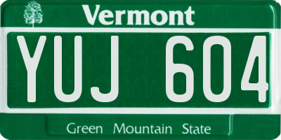VT license plate YUJ604