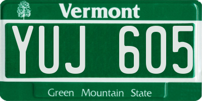VT license plate YUJ605