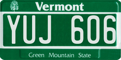 VT license plate YUJ606