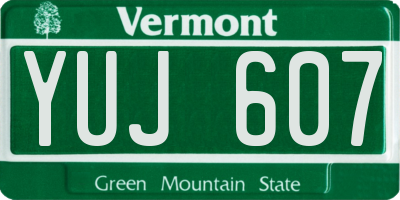 VT license plate YUJ607