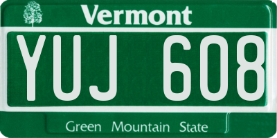 VT license plate YUJ608
