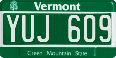 VT license plate YUJ609