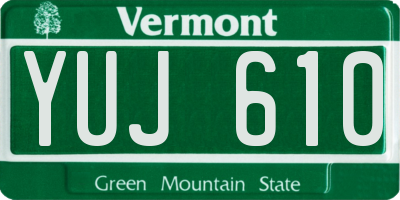 VT license plate YUJ610