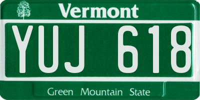 VT license plate YUJ618
