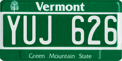 VT license plate YUJ626