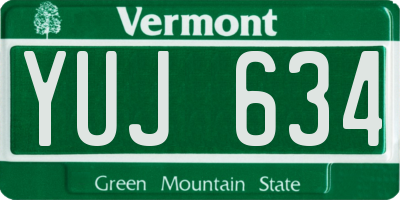 VT license plate YUJ634