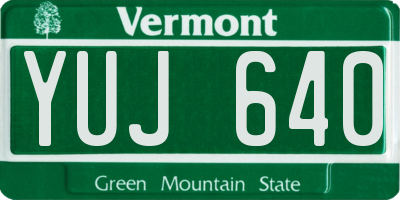 VT license plate YUJ640