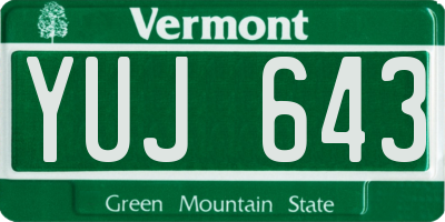 VT license plate YUJ643