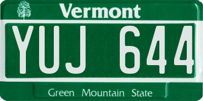 VT license plate YUJ644