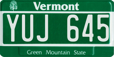 VT license plate YUJ645