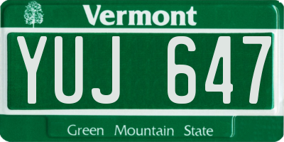 VT license plate YUJ647