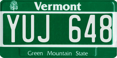 VT license plate YUJ648