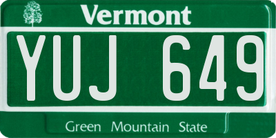 VT license plate YUJ649
