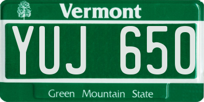 VT license plate YUJ650