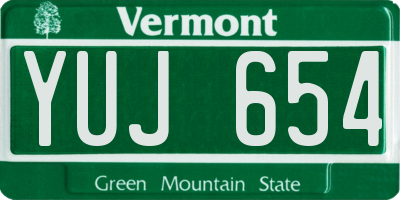 VT license plate YUJ654