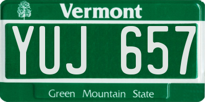 VT license plate YUJ657