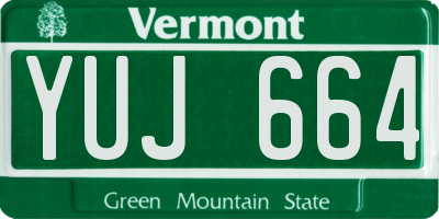 VT license plate YUJ664